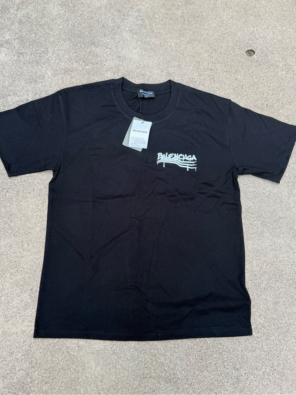 Balenciaga Black T-Shirt with White Logo Print